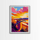 Tobacco Pipe, Sunset, Framed Canvas Print, Vintage Wall Art, Retro Decor, Gift Idea, Man Cave Art, Nostalgic Painting, Rustic Home Decor
