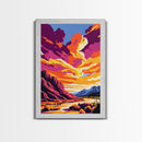 Wild Sunset, Mountain View, Nature Wall Art, Adventure Art, Warm Tones, Bold Decor, Framed Canvas Print, Living Room, Cabin Style