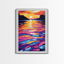 Golden Waters, Abstract Landscape, Framed Canvas Print, Sunset Lake Art, Bright Wall Decor, Colorful Home Art, Office Wall Print