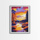 Autumn Lake, Rustic Nature Art, Framed Canvas Print, Cozy Cabin Wall Decor, Vibrant Fall Scene, Seasonal Home Art, Colorful Landscape