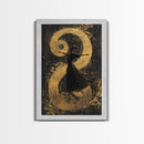 Golden Yin Yang, Framed Canvas Print, Zen Wall Art, Spiritual Energy, Feng Shui Decor, Abstract Taoist Art, Yoga Room, Asian Home Accent