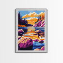 Sunset Lake, Autumn Wall Art, Vibrant Nature Decor, Modern Cabin Print, Framed Canvas Print, Rustic Landscape, Living Room Art