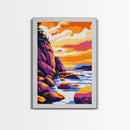 Rocky River, Wilderness Home Decor, Vibrant Water Art, Framed Canvas Print, Autumn Lake Scene, Cabin Living Art, Rustic Nature Print