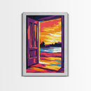 Open Door, Sunset View Art, Warm Glow Painting, Inviting Home Decor, Inspirational Wall Art, Cozy Interior Design, Framed Canvas Print
