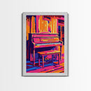 Colorful Piano Art, Music Lover Decor, Vibrant Home Wall Art, Abstract Music Art, Framed Canvas Print, Living Room Music Wall Art