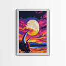 Buffalo Moon, Western Art, Vibrant Sunset, Wildlife Painting, Canvas Print, Rustic Home Decor, Cabin Wall Art, Bold Colorful Art