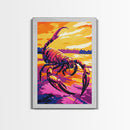 Scorpion Fantasy Art, Surreal Ocean Scene, Bold Desert Creature Print, Dramatic Wall Decor, Framed Canvas Print, Unique Office Artwork