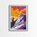 Mountain View, Snowy Peak, Alpine Scene, Bold Nature Art, Canvas Print, Wilderness Wall Decor, Adventure Home Art, Ski Lodge Aesthetic