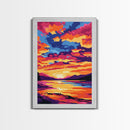 Colorful Sunset, Lake Reflections, Nature Art, Canvas Print, Fall Home Decor, Boho Aesthetic, Bedroom Wall Art, Vibrant Painting