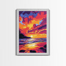 Sunset Glow, Serene Waters, Scenic Landscape, Canvas Print, Modern Home Decor, Office Wall Art, Warm Color Palette, Nature Painting