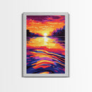 Sunset Lake, Colorful Sky, Tranquil Nature, Canvas Print, Bohemian Wall Art, Rustic Home Decor, Autumn Inspired, Warm Tones