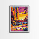 Surfer Paradise, Coastal Sunset, Tropical Art, Canvas Print, Beach Wall Decor, Vibrant Home Aesthetic, Ocean Inspired Painting