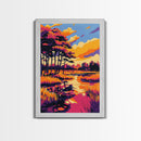 Autumn Landscape, Trees, Sunset Art, Canvas Print, Fall Wall Art, Nature Painting, Rustic Home Decor, Cozy Aesthetic, Warm Colors