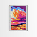 Mountain Field, Sunset Sky, Dramatic Clouds, Canvas Print, Nature Wall Art, Bold Colors, Rustic Home Decor, Warm Aesthetic, Fall Scene