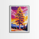 Autumn Tree, Fall Landscape, Vibrant Colors, Nature Wall Art, Framed Canvas Print, Cozy Decor, Cabin Aesthetic, Rustic Gift Idea