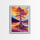 Ancient Tree, Bold Forest Art, Canvas Print, Vibrant Nature Painting, Autumn Landscape, Rustic Wall Decor, Living Room Art, Modern Style