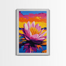 Water Lily, Vibrant Floral Art, Framed Canvas Print, Nature Painting, Serene Pond Decor, Zen Wall Art, Relaxing Home Decor, Office Art