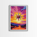 Celestial Star, Cosmic Art, Surreal Sunset Painting, Boho Wall Art, Framed Canvas Print, Astrology Art, Bedroom Decor