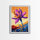 Bold Floral, Purple Blossom, Vibrant Wildflower, Nature Art, Canvas Print, Colorful Flower Painting, Abstract Botanical Art
