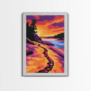 Coastal Sunset, Ocean Pathway, Golden Hour, Vibrant Seascape, Canvas Print, Nautical Home Decor, Modern Coastal Painting
