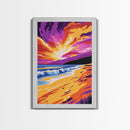 Sunset Beach, Colorful Seascape, Vibrant Ocean, Coastal Wall Art, Canvas Print, Living Room Decor, Beach House Art, Sunset Painting