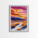 Dunes at Sunset, Coastal Landscape, Vibrant Beach Art, Nature Wall Decor, Canvas Print, Boho Wall Art, Bedroom Decoration, Ocean Scene