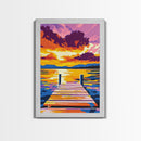 Tranquil Dock, Lake Sunset, Serene Landscape, Peaceful Wall Art, Canvas Print, Living Room Decor, Nature Artwork, Cabin Retreat