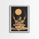 Meditation Art, Zen Moon, Spiritual Artwork, Mystical Wall Decor, Canvas Print, Minimalist Wall Art, Yoga Studio, Serene Black and Gold