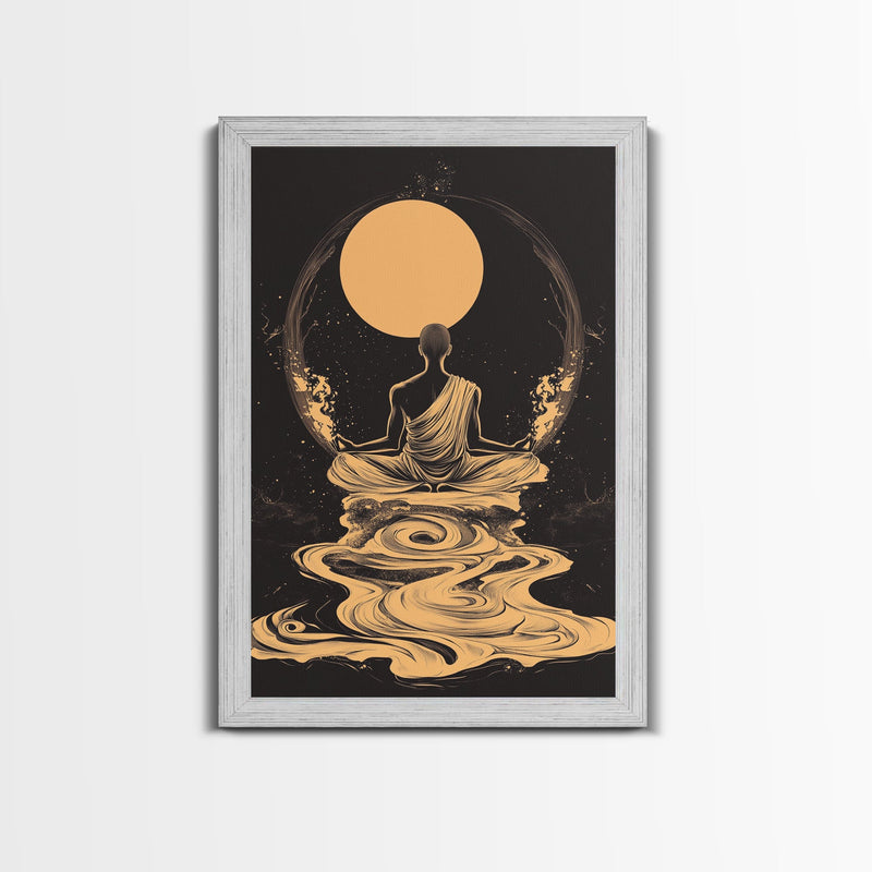 Meditation Art, Zen Moon, Spiritual Artwork, Mystical Wall Decor, Canv