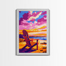 Adirondack Chair, Relaxing Beach Scene, Vacation Art, Vibrant Sunset, Canvas Print, Coastal Decor, Living Room Wall Art, Summer Vibes