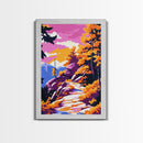 Autumn Trail Art, Fall Landscape Painting, Vibrant Seasonal Decor, Forest Path Print, Home Accent, Framed Canvas Print, Living Room Art
