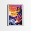 River Rapids Art, Nature Landscape Painting, Waterfall Print, Wilderness Wall Decor, Outdoor Adventure Art, Framed Canvas Print, Den Art
