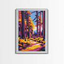 Tall Trees, Forest Pathway, Autumn Wall Art, Nature Landscape, Cabin Retreat Decor, Cozy Rustic Home, Framed Canvas Print, Gift Idea