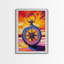 Compass Art, Adventure Theme, Travel Wall Decor, Nautical Aesthetic, Wanderlust Print, Office Inspiration, Framed Canvas Print, Gift