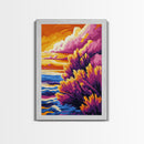Sunset Beach Art, Ocean Wall Art, Colorful Landscape Painting, Coastal Canvas Print, Vibrant Sunset Decor, Large Wall Art, Boho Art