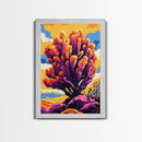 Desert Tree Painting, Vibrant Nature Wall Art, Colorful Cactus Art, Southwestern Canvas Print, Living Room Wall Art, Boho Home Decor