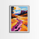 Mountain Trail Art, Vibrant Landscape Painting, Colorful Nature Print, Rustic Canvas Print, Living Room Wall Art, Boho Home Decor
