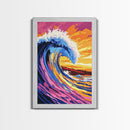 Ocean Wave Painting, Vibrant Seascape Wall Art, Colorful Beach Print, Surf Canvas Print, Coastal Home Decor, Nautical Wall Art