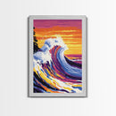 Big Wave Art, Colorful Ocean Painting, Surf Canvas Print, Coastal Beach Wall Decor, Modern Seascape Art, Nautical Home Wall Art