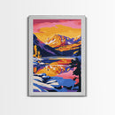 Mountain Lake Art, Colorful Nature Painting, Vibrant Landscape Canvas Print, Rustic Wall Art, Cabin Decor, Living Room Wall Art
