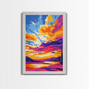 Dramatic Sky Art, Vibrant Sunset Painting, Colorful Landscape Canvas Print, Nature Wall Art, Modern Home Decor, Living Room Wall Art