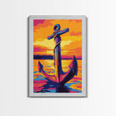 Anchor Sunset Art, Canvas Print, Nautical Wall Decor, Maritime Artwork, Coastal Sunset, Ocean Lover Gift, Modern Seascape, Beach House
