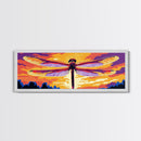 Dragonfly Art, Sunset Canvas Print, Nature Decor,  Colorful Framed Canvas, Boho Wall Art, Vibrant Bedroom Art, Insect Illustration,
