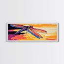 Dragonfly Painting, Nature Decor, Sunset Canvas Print, Boho Wall Art, Vibrant Bedroom Art, Insect Illustration, Colorful Framed Canvas