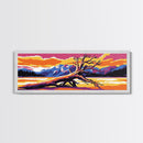 Fallen Tree, Nature Art, Mountain Landscape, Framed Canvas Print, Colorful Wall Art, Rustic Living Room Decor, Vibrant Painting