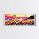 Wheat Field, Autumn Canvas Print, Vibrant Nature Art, Rustic Farmhouse Decor, Framed Canvas Print, Country Home Wall Art, Sunset Painting