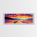 Sunset River Path, Landscape Wall Art, Vibrant Nature Print, Living Room Wall Art, Framed Canvas Print, Autumn Wall Decor, Colorful