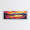 Autumn River, Sunset Landscape Painting, Colorful Nature Print, Scenic Wall Art, Framed Canvas Print, Living Room Decor, Boho Art