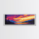 Twilight Over Mountains, Vibrant Nature Print, Sunset Landscape Art, Boho Wall Decor, Framed Canvas Print, Living Room Art, Colorful