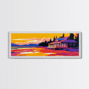 Lakeside Porch, Sunset Reflection, Rustic Cabin Art, Framed Canvas Print, Home Wall Decor, Peaceful Landscape, Autumn Aesthetic